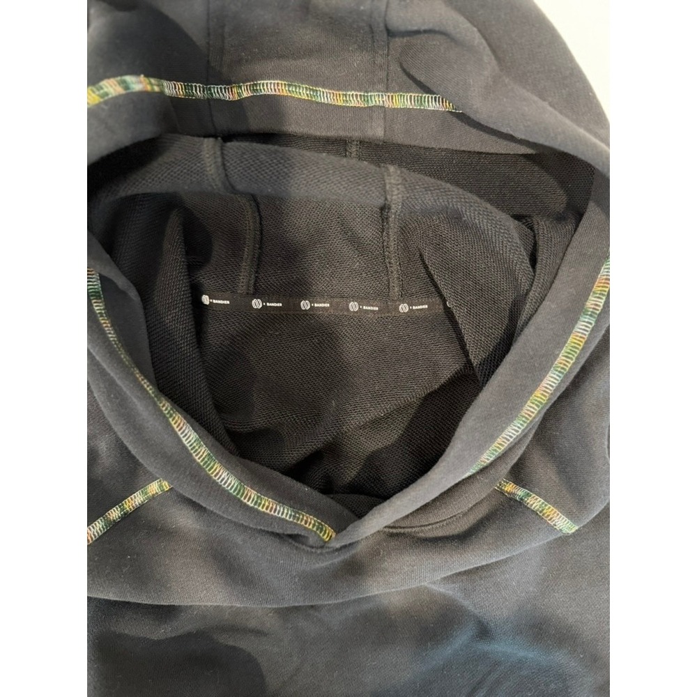 Something Navy x Bandier Cropped Hoodie Blue Rainbow Stitch Pullover Size M - Picture 4 of 6
